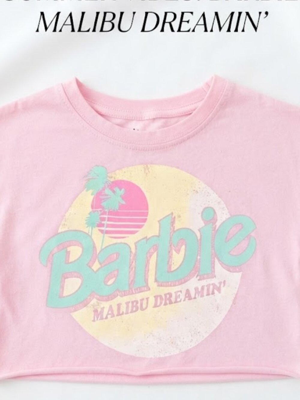 Barbie Malibu Dreamin Pink Crop Top T-Shirt Toddler Girls 18M